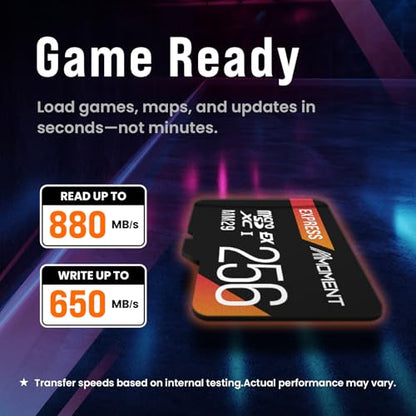 MMOMENT MM29 256GB Micro SD Express Card for Nintendo Switch 2, Micro SD Card, EX450, PCIe gen3x1, Up to 880MB/s Read and 650MB/s Write, Gaming Memory Card - size: 256GB
