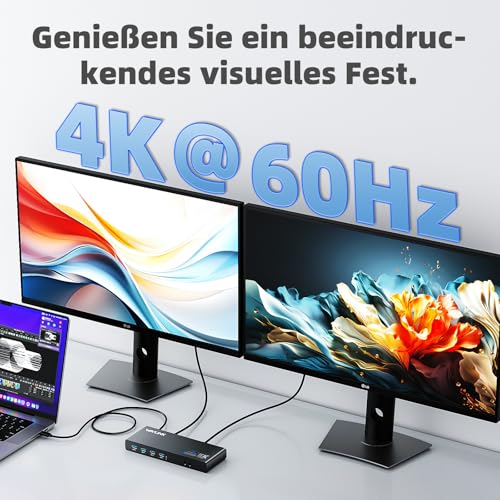WAVLINK Pro Dual 4K@60Hz Universal Docking Station | USB 3.0/USB-C Laptop Dock for Mac & Windows | 2 HDMI/DP Monitors, Gigabit Ethernet, 6 USB 3.0 | Home Office & Multi-Screen Productivity. - color: 69DK25