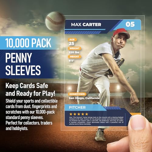 Premium Penny Sleeves for Trading Cards | Soft Trading Card Sleeves for Baseball Cards, Ultra Clear Plastic Pro Sports Card Sleeve, Football, MTG Collector Sleeve (Standard + Thick Options Available) - style: Standard - 10,000 Count