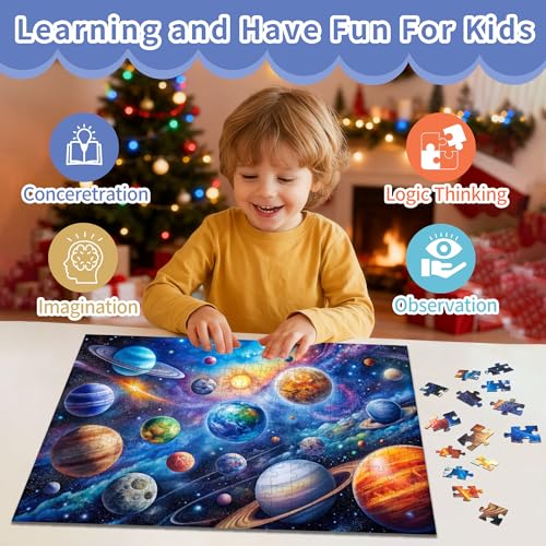 Puzzles for Kids Ages 6-8 8-10 Year Old, Solar System Planets 200 Pieces Jigsaw Puzzles for Kids Ages 10-12, Learning Educational Toys for Boys and Girls Ages 6 7 8 9 10 11 12 Year Old - style: 200pieces