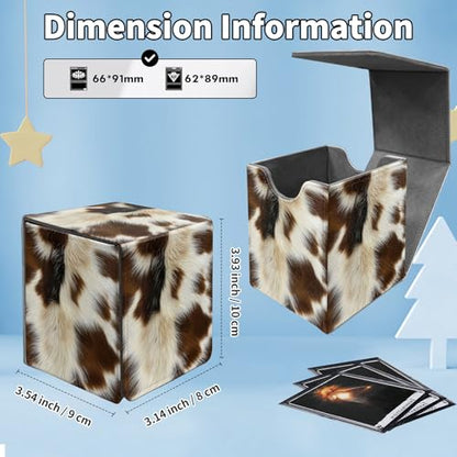 Card Deck Box for MTG Commander,Collectible Trading Storage Box Fits 120+ Single Sleeved Cards Magnetic Case PU Leather for Magic Commander TCG CCG MTG,Brown Fur Pattern - color: Brown Fur Pattern