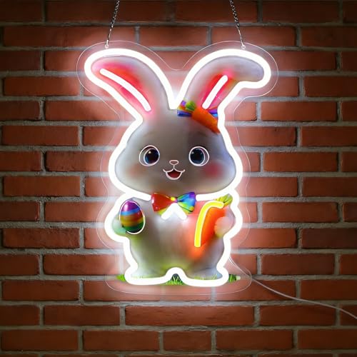 LED Easter Bunny Neon Sign Light Up Rabbit Lights Lighted Animal Neon Signs for Bedroom Dorm Hallway Garage Bar Gaming Room Man Cave Wall Decor Art Gifts - color: Bunny