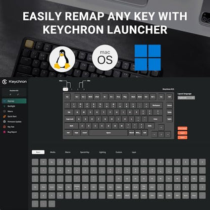 Keychron KJ1 Low Profile Wireless Mechanical Keyboard - 75% Layout Red Switch, QMK RGB Backlit, 2.4G/Bluetooth/USB-C, Double-Shot PBT Keycaps, 2000mAh Battery, Mac/Win/Linux Compatible - Black - style: Black - Red Switch