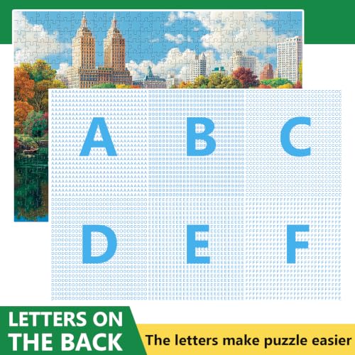 500 Piece Jigsaw Puzzles for Adults Seniors, NY Central Park Nature Puzzle | Lake Sence Bow Bridge Puzzle with Letters on Back,Interlock Perfectly Frameable,Challenging Family Game Great Gifts,20.5x15in - color: Lake View