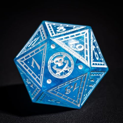 Cusdie 7-Piece Sharp Edges DND Dice Set with Pirate Design - Perfect for Tabletop RPGs Board Games Gifting and Collecting(Blue w/White Pirate Pattern) - color: Blue W/White Pirate Pattern