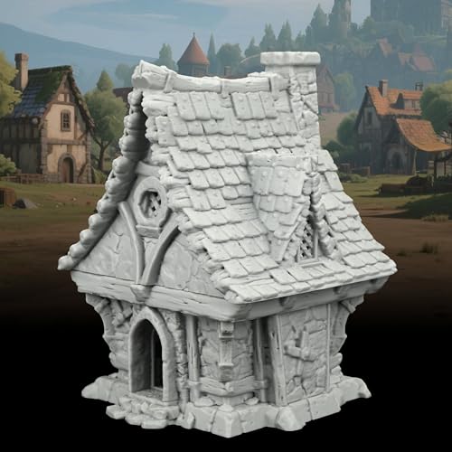 AUSPDICE Medieval Blacksmith Shop TTRPG Building, 25mm RPG Terrain | 1:64 Unpainted 3D Printed Fantasy Forge, DND Terrain Building for Dungeons and Dragons, Tabletop Scenery, Wargames-AF1124E - color: Af1124e Medieval Village E