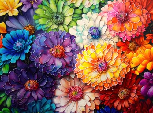 Cross & Glory | 1000 Piece Jigsaw Puzzles for Adults | Rainbow of Flowers | Flower Puzzles for Adults | 2mm Thick Pieces | Bonus Reference Poster | Satin Finish | Ages 14+ - color: Rainbow of Flowers