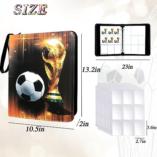 Trading Card Binder 900 Pockets, Soccer Card Binder Holder with 50 Removable Sleeves Fits 900 Sport Cards, Soccer Card Gifts Collector Album with Zipper Storage Display Case - size: 900 Pockets Soccer