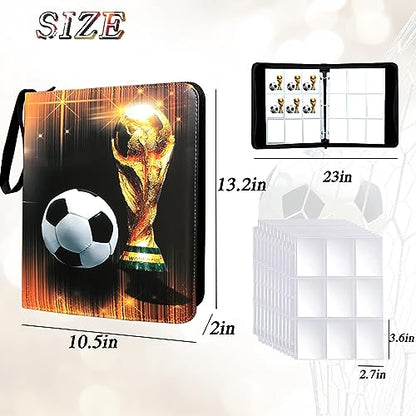 Trading Card Binder 900 Pockets, Soccer Card Binder Holder with 50 Removable Sleeves Fits 900 Sport Cards, Soccer Card Gifts Collector Album with Zipper Storage Display Case - size: 900 Pockets Soccer