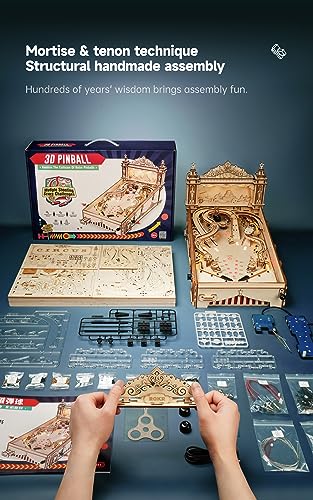 ROBOTIME Pinball Machince EG01 - Wooden Puzzles for Adults Miniature Pinball 3D Puzzle