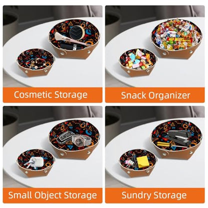 2Pcs PU Dice Holder Folding for RPG DND Table Games, Dice Trays Storage Box Portable Folding Rolling Dice Tray, Geometric Pattern - color: Multi 6