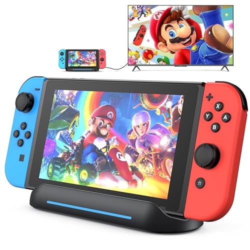 5 in 1 Switch Dock for Nintendo Switch 1& OLED TV Adapter Switch Docking Station with HDMI USB 3.0 Port Type C Charging Type C Connectors Travel Switch Base Portable USB C Hub Stand - color: 5 in 1