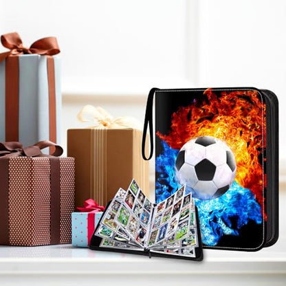 Soccer Card Binder with Sleeves, 9-Pocket Trading Card Holder Card Collectors Album 900 Cards, Card Folder for EURO 2024 Soccer Baseball Football Sport Trading Cards,TCG,MTG,PTG Games - color: Soccer-900