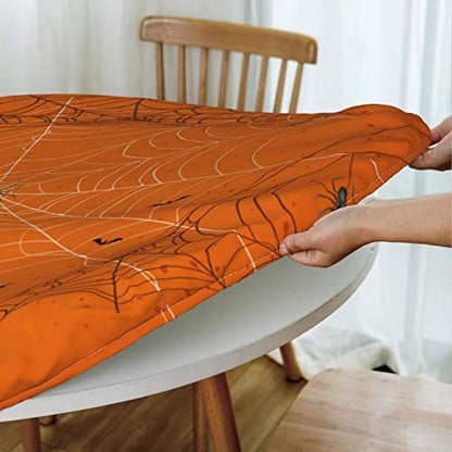 Halloween Round Tablecloth Elastic Fitted Table Cover Washable Elastic Edge Tablecloths for Kitchen Dining Party Fitted Table 40-44 inch - color: Halloween S, size: 40" (Round)