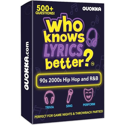 Quokka Party Games for Adults and Families - Ultimate Trivia Music Games | Who Knows Lyrics Better 500+ Lyric Challenges – 90s and 2000s Hip-Hop and R&B Edition – Fun Karaoke and Party Game Night - color: Lyrics Rnb