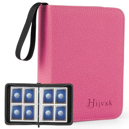 4 Pocket Card Binder for 400 Cards,Premium PU Zipper Card Collection Album,Wear Resistant & Matte Finish,Top Loader Card Collection Binder for YuGiOh,MTG,TCG,Game Cards & Sports Cards,Pink - color: Pink, size: 4 Pocket 400