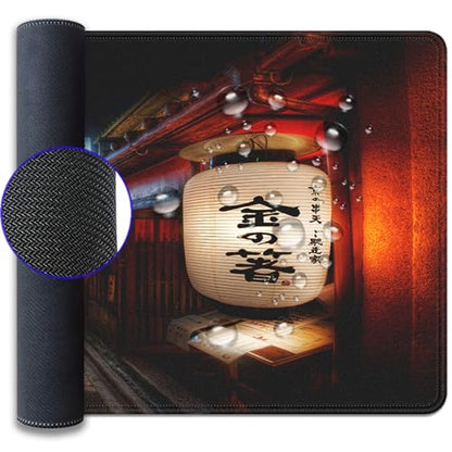 Japanese Street Lantern Large Mouse Pad Desk Pad, 27.5x11.8in Tokyo Night Scene Extended Keyboard Mousepad with Stitched Edges, Non-Slip Waterproof Rubber Base for Office, Computer, Laptop & Home - color: Japanese Street Scene at Night