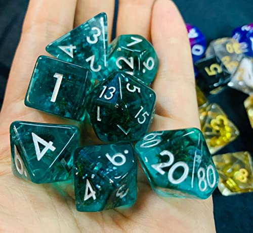 Ocean Moss Dice Set for DND - Unique Aquamarine Ocean Moss for D&D - Detailed Stunning Textured Resin Polyhedral Set for Dungeons and Dragons Dice, Role Playing Games (RPG) with Natural Distribution - color: Ocean Moss