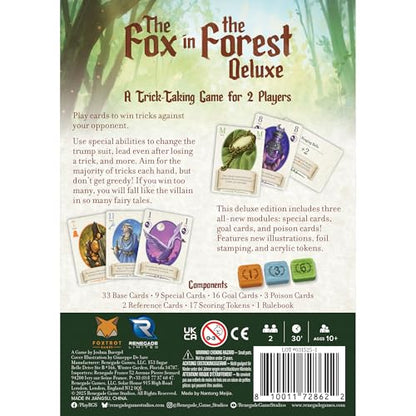 Renegade Game Studios Fox in the Forest Deluxe 2 Player Trick-Taking Game | Fairy Tale Strategy Card Game with Foil Cards & Acrylic Tokens. Features 3 Modules and Premium Components for Couples - style: Deluxe