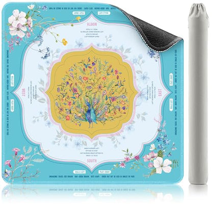 KUNTE Mahjong Mat, Turquoise, 32"x32" | Non-Slip, Quiet, Waterproof, Foldable, For American Mahjong - color: Turquoise