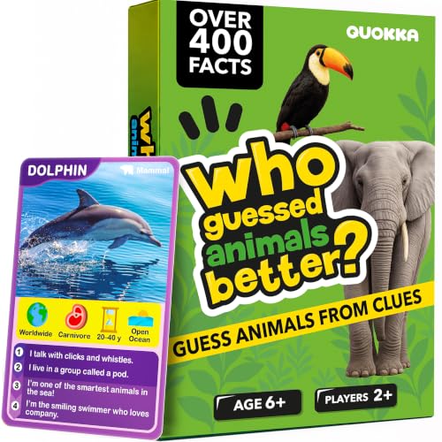 Quokka Who Guess It Better Animals Volume 2 – Educational Game with Visual Clues, Animal Discovery Card Set, 50 Cards, Screen-Free Travel Game for Kids Ages 6+ - color: Animals 2