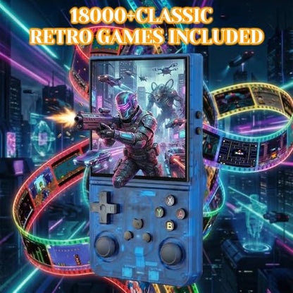 Upgrade S600 Retro Gaming Console, Anti-Slip Patterns Retro Handheld Game Console, 4.0 Inch 720x720 IPS Screen and 18,000+ Classic Games Retro Game Console for Gaming/Playdate/Party/Gift, Blue 64G - style: Blue 64G