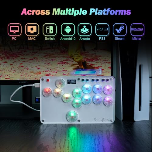 BITFUNX Duelpad Leverless Controller Arcade Stick, Zen16 Arcade Controller for PC/PS3/PS4/PS5/Switch/Steam, All-Button Arcade Fight Stick with SOCD/TURBO/Custom RGB/Hot-Swap/Low-Profile Switch (Mini) - size: Mini