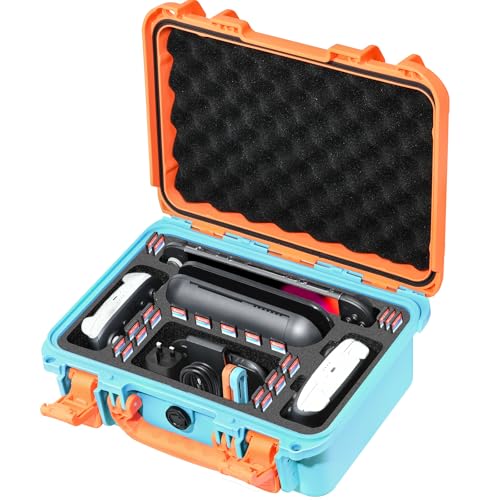 Hard Carrying Case for Nintendo Switch 2 - Waterproof All In One Deluxe Cases for Gaming Enthusiasts, Travel Case for Nintendoo Switch 2 Console, Pro Controller, Dock & Other Accessories: Home Storage - color: Orange & Blue