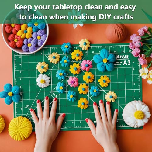 ArtAt Self Healing Cutting Mat: 12inch x 18inch Double Sided 5-Ply Fabric Cutting Mat for Sewing, Quilting & Arts & Crafts - Gridded Rotary Cutting Board Mat in Green/Black. - color: Green/Black, size: 18"L x 12"W