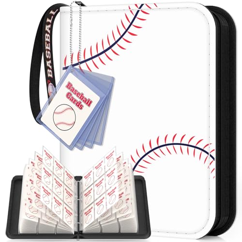 Mlikero Baseball Card Binder 720 Pocket, Trading Card Binder with Card Display Design, Premium Card Holder with Sports Pattern Wristband Compatible with Baseball Cards 2026 - color: Baseball, size: 720 Pocket