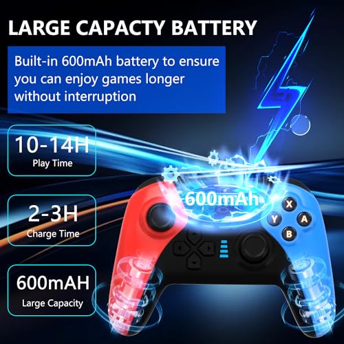 Wireless 2.4GHz Controller for Xbox One Controller with 7 Colors RGB Light,Compatible With Xbox Series S|X Consoles,Steam,PC,with 1000mAh Battery/Dual Vibration/Turbo/Programmable/3.5mm Audio Jack - color: Red Blue
