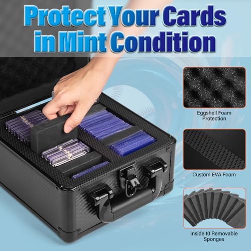 Trading Card Storage Box, Graded Card Case, Top Loader Storage Cases with Lock, Hard Card Boxes for Sports Cards hold up to 70 PSA, 250+ Top Loaders - size: Medium