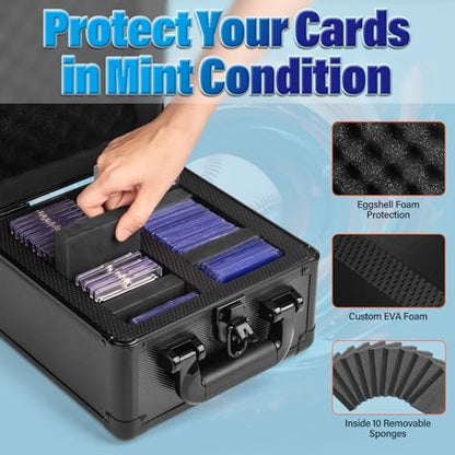 Trading Card Storage Box, Graded Card Case, Top Loader Storage Cases with Lock, Hard Card Boxes for Sports Cards hold up to 70 PSA, 250+ Top Loaders - size: Medium