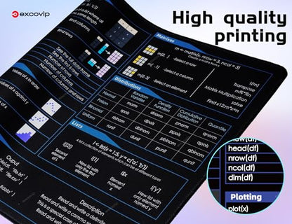 excovip Shortcuts Mouse Pad for R -Extended Large Cheat Sheet Mousepad PC Office Spreadsheet Keyboard Mouse Mat Non-Slip Stitched Edge 80x30x0.2 cm 0484 - color: for R
