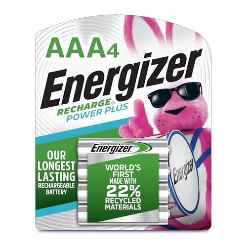 Energizer Power Plus Rechargeable AAA Batteries (4 Pack), 800mAh Triple A Batteries - size: 4 Count (Pack of 1), style: AAA