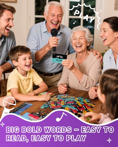 Grab Microphone Music Board Game, Drop the Karaoke Mic Party Games for Adults, Family, 2-10 Players - Hilarious Singing Trivia with 280 Song Lyrics (140 Cards) and 10 Blank Cards for Game Night, Gift