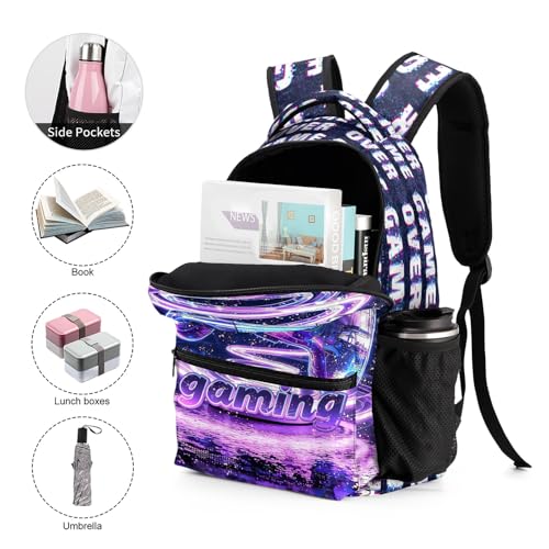 Gaming Print Backpack, 17 in Laptop Bookbag for Teens | All-over print design | 900D PU nylon | Tear & abrasion resistant | Premium feel | Vibrant | Built for heavy daily use - color: Color 2