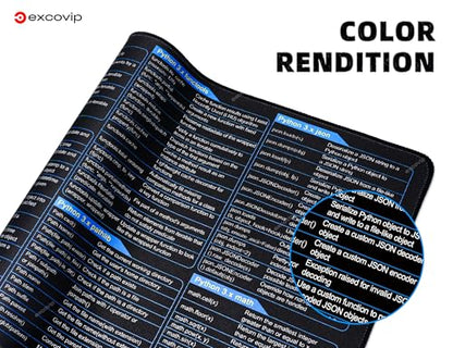 excovip Commands Shortcuts Mouse Pad for Python3.x-Extended Large Cheat Sheet Mousepad PC Office Spreadsheet Keyboard Mouse Mat Non-Slip Stitched Edge 80x30x0.2 cm 0548 - color: for Python3.x