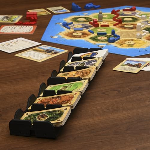 Card Holding Organizer for Catan Game, 6 Stacks of Cards, 3x15 inches, Non-Slip tabs, Made in The USA