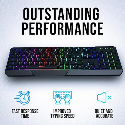 KLIM Chroma Wireless Keyboard – RGB Backlit Gaming, Rechargeable Battery, PC Keyboard, Durable & Water-Resistant, Compatible with PS4, PS5 & Mac - Black - color: Black