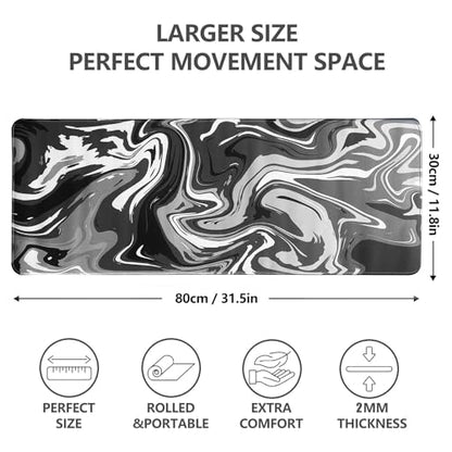 Gaming Mouse Pad XL XXL with World Map(31.5 x 11.8in), Desk Mat&Large Mouse Pad Keyboard Mat 3MM Anti Slip and Waterproof Rubber Mouse Pad (Black Marble Fluid Design)… - color: Black Marble Fluid Design