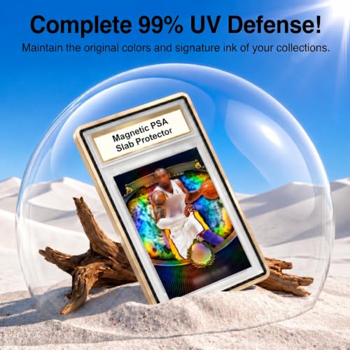 PSA Slab Case with 9-Point Secure Lock, Aluminum Alloy Graded Card Case, Magnetic UV Protection Slab Protector Fits 35PT PSA, CGC, CSG Cards, Professional Display Frame for Sports Cards (gold) - color: Gold
