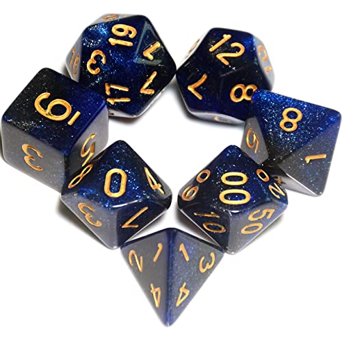 7Pieces DND Dice Set (Blue Black) - color: Blue Black