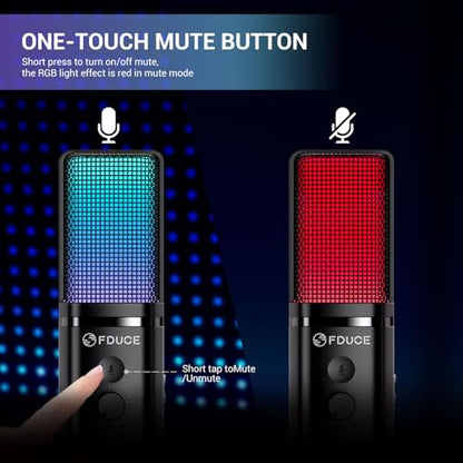 Gaming USB Microphone for PC,RGB Condenser Computer Mic with Tripod Stand,Quick Mute,Gain Control,Cardioid Mic for Streaming, Podcast, Twitch, YouTube, PC, Computer, PS5, (M160) - style: Mic with tripod