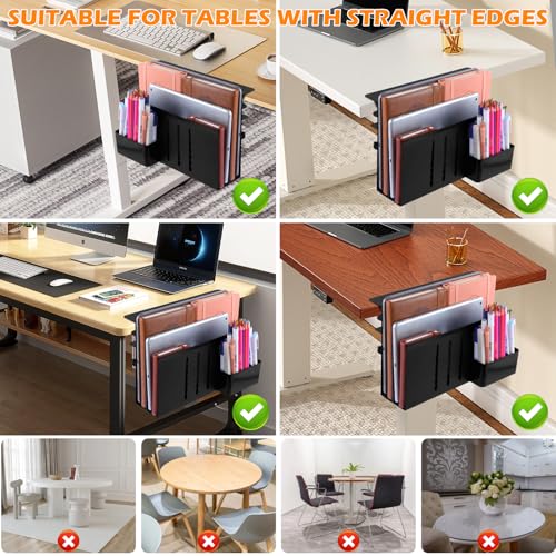 Desk Side Storage, 2 Tier Steel Hanging Organizer, No Drill Side Desk Organizer, Laptop Holder, with Pen Holder, For Office Supplies & Studio Essentials Black - size: 2Tier-B