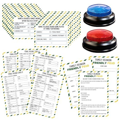 Family Friendly Feud Card Game with 2 Answer Buzzers,Family Reunion Game Night Fun Trivia Quiz for Holiday Gathering Party Office Class Groups Team Building