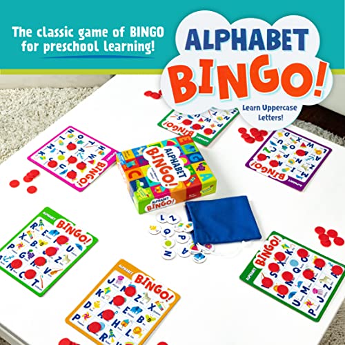 Peaceable Kingdom Alphabet Bingo! Letter Learning Educational Board Game for 2 to 6 Kids Ages 4+ | Teach letters and sounds with a bingo twist—6 boards, 26 letter tokens and 72 chips. Educational fun for ages 4+