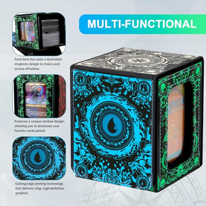 Card Deck Box for YGO MTG Deck Box 110+ Double Sleeved Cards Storage Trading Card Games Leather Storage with divider,Holder (MTG) - color: MTG