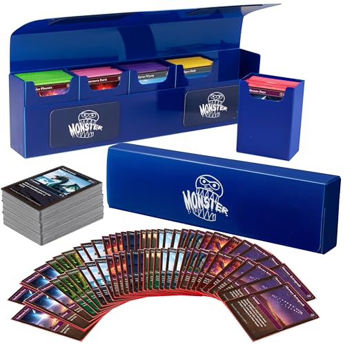 The Original Hydra Magnetic XL Deck Box- Carry All Your Decks At Once- Removable Deckbox Compartments, Self-Locking Closure - Hold 375+ Trading Cards- Compatible w Standard & Smaller Size Gaming TCGs - color: Blue