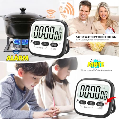 AyayaBoss 2-Pack Magnetic Kitchen Timers for Cooking, Digital Stop Watch Countdown Timer for Kids, Teachers, Classroom, Office, Exercise - Battery Included - color: Digital Timer 2 Pack - Black